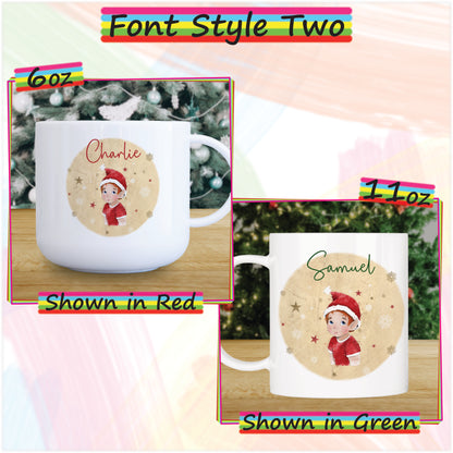 Elf Boy Unbreakable Christmas Mug for Kids - Hot Chocolate Mug with Name