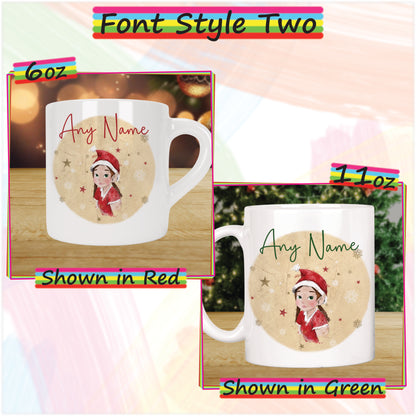 Elf Girl Christmas Mug for Kids - Hot Chocolate Mug with Name