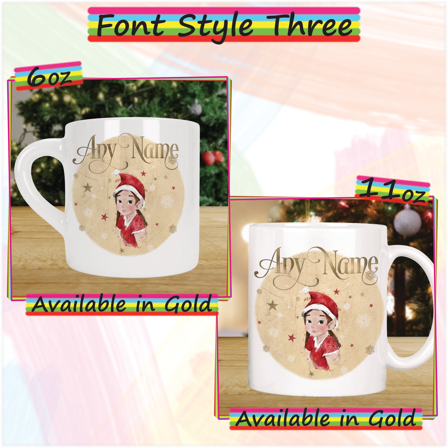 Elf Girl Christmas Mug for Kids - Hot Chocolate Mug with Name