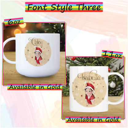 Elf Girl Unbreakable Christmas Mug for Kids - Hot Chocolate Mug with Name