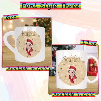 Elf Girl Christmas Mug for Kids - Hot Chocolate Mug with Name