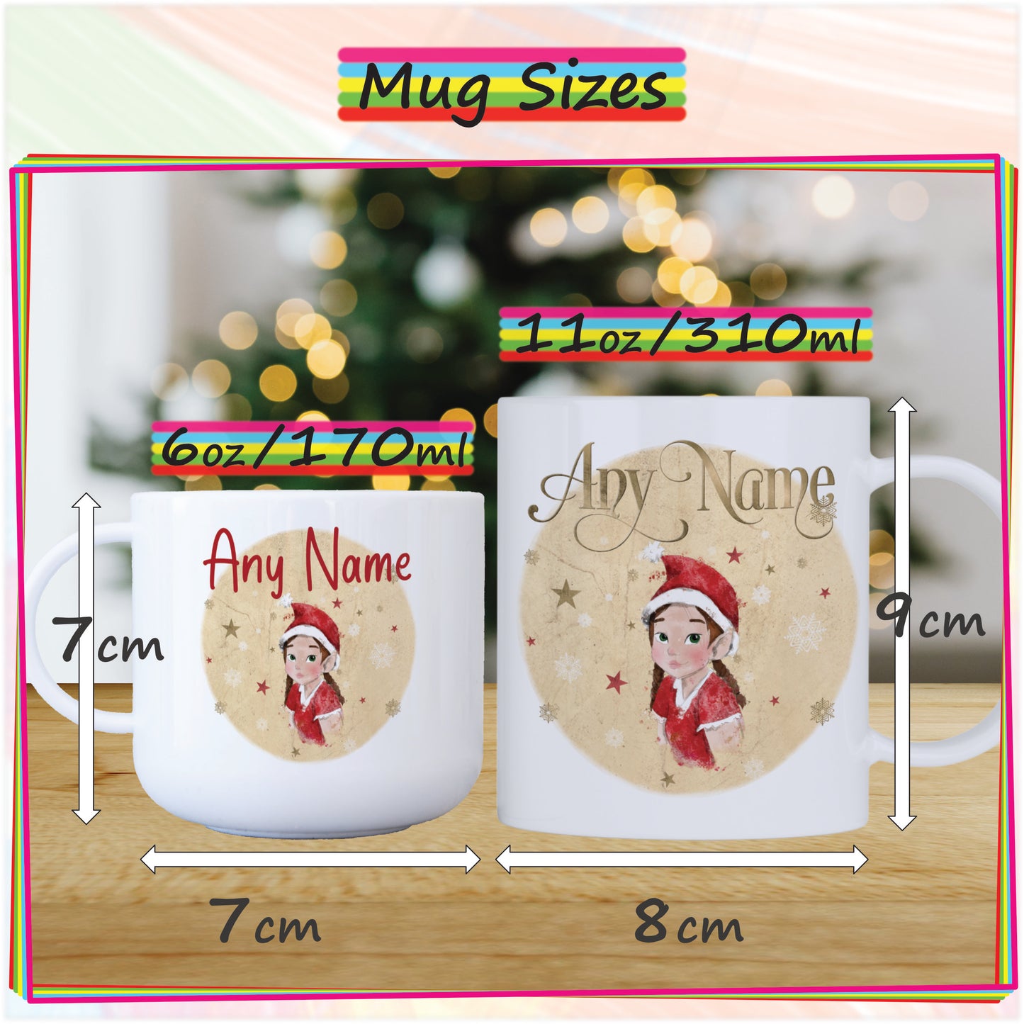 Elf Girl Unbreakable Christmas Mug for Kids - Hot Chocolate Mug with Name