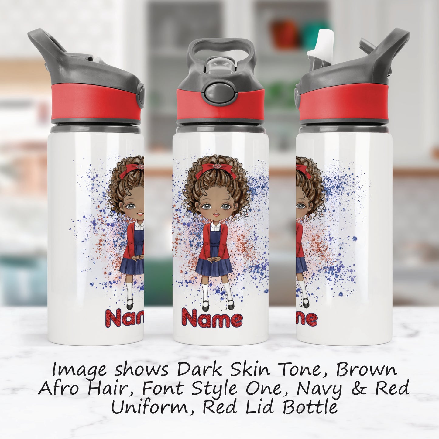 Personalised School Girl Aluminium Water Bottle