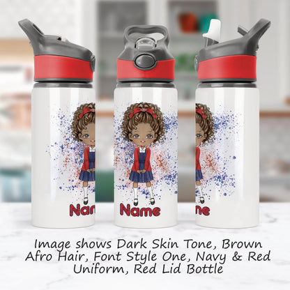 Personalised School Girl Aluminium Water Bottle