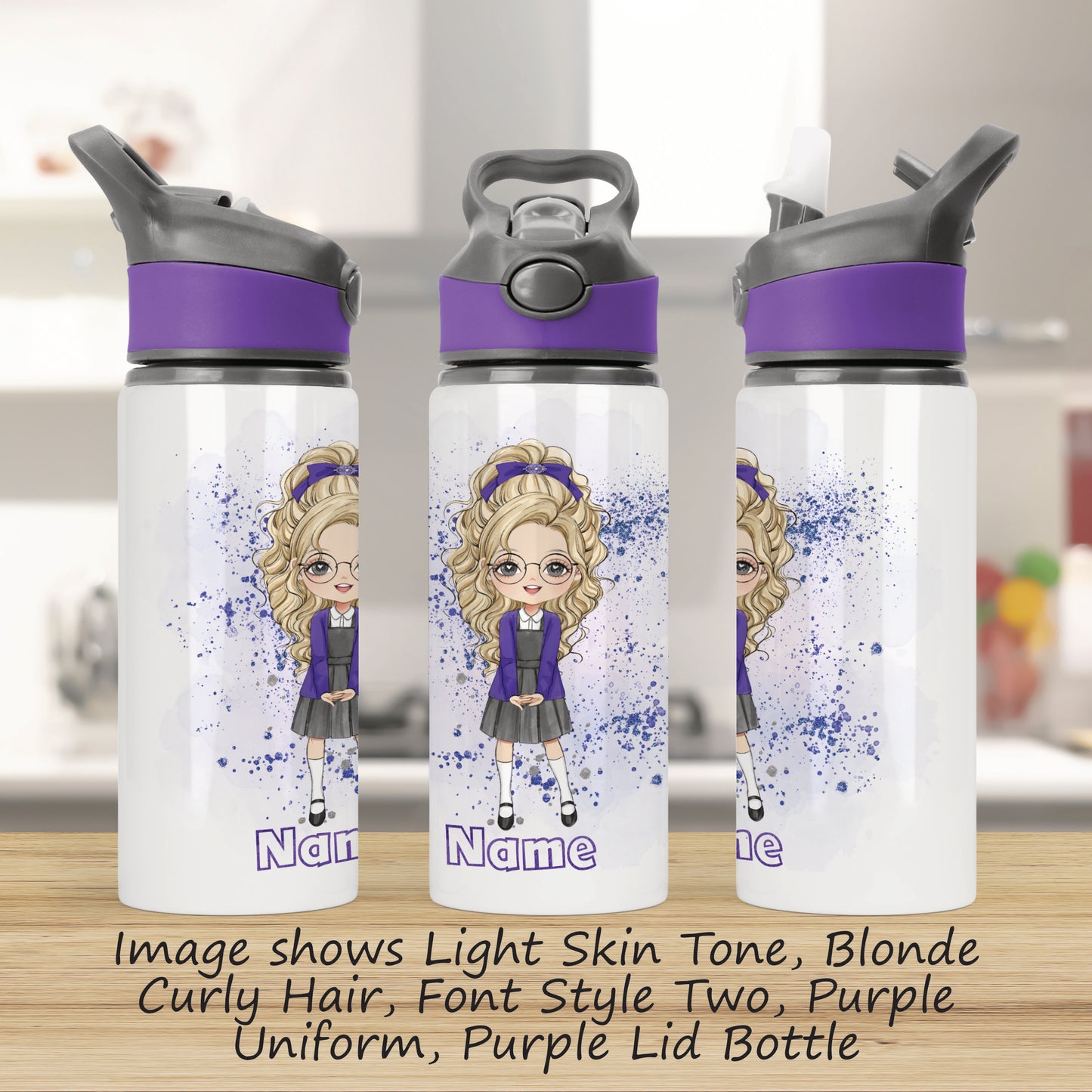 Personalised School Girl Aluminium Water Bottle