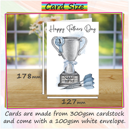 Personalised Fathers Day Card For Darts Fan - Dart Trophy Card for Dad