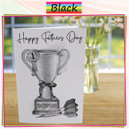 Personalised Fathers Day Card For Darts Fan - Dart Trophy Card for Dad