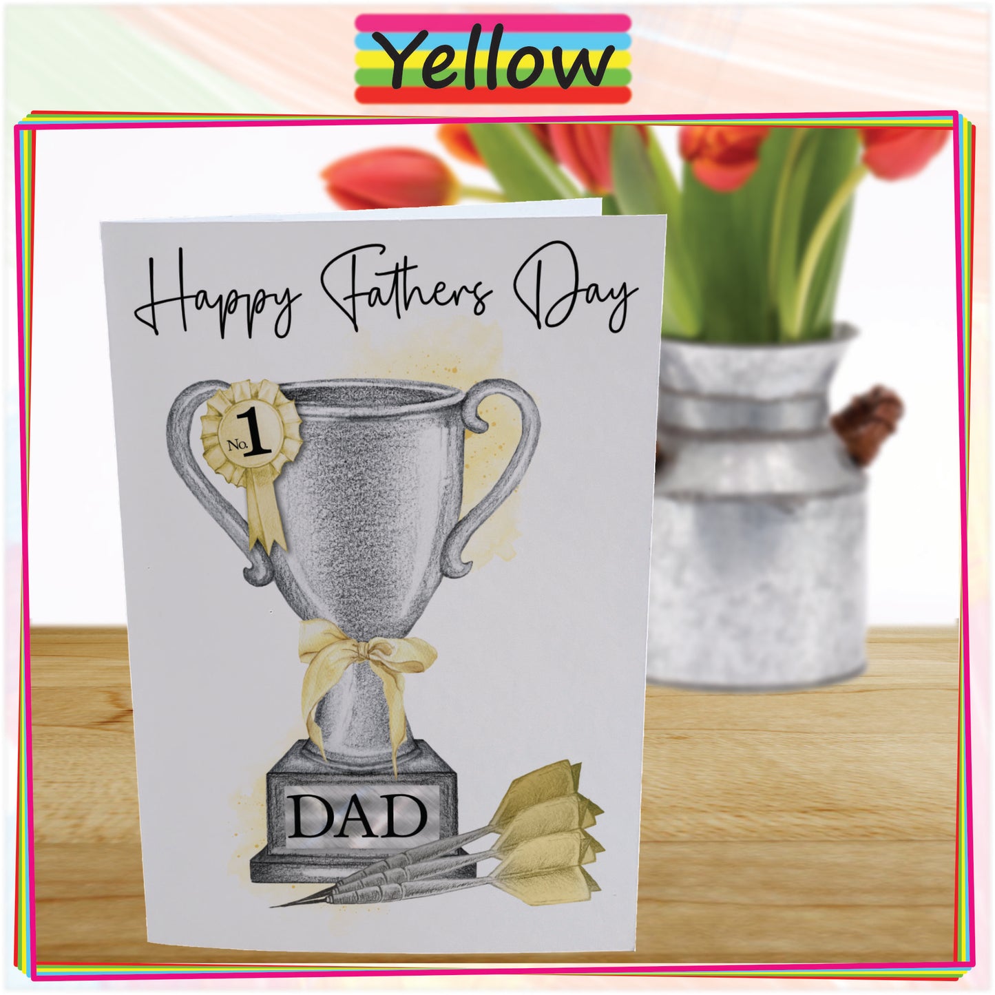 Personalised Fathers Day Card For Darts Fan - Dart Trophy Card for Dad