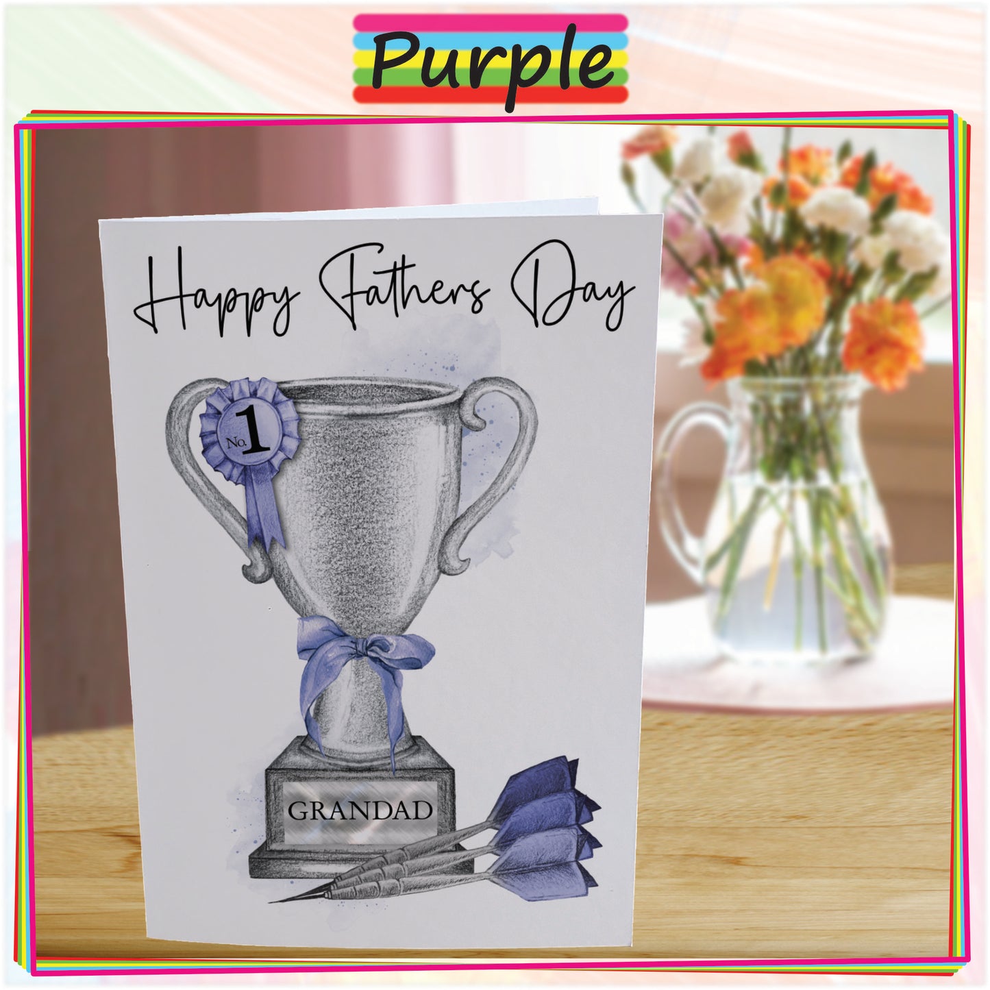 Personalised Fathers Day Card For Darts Fan - Dart Trophy Card for Dad