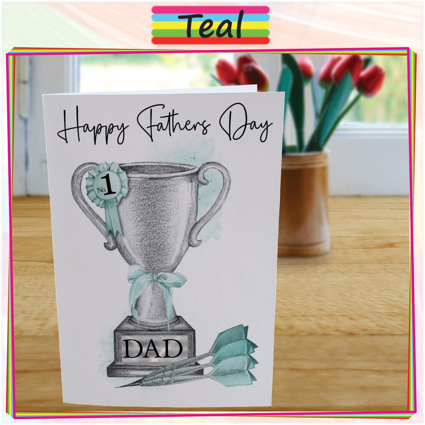 Personalised Fathers Day Card For Darts Fan - Dart Trophy Card for Dad