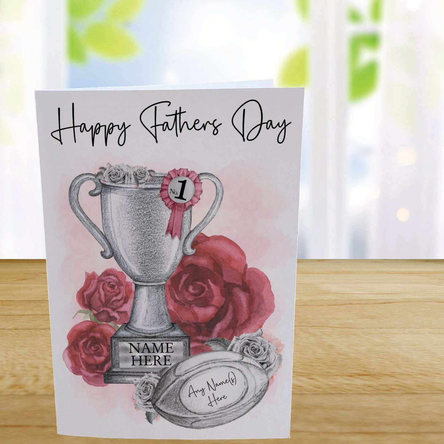 Personalised Fathers Day Card For English Rugby Fan