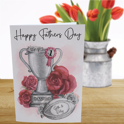 Personalised Fathers Day Card For English Rugby Fan