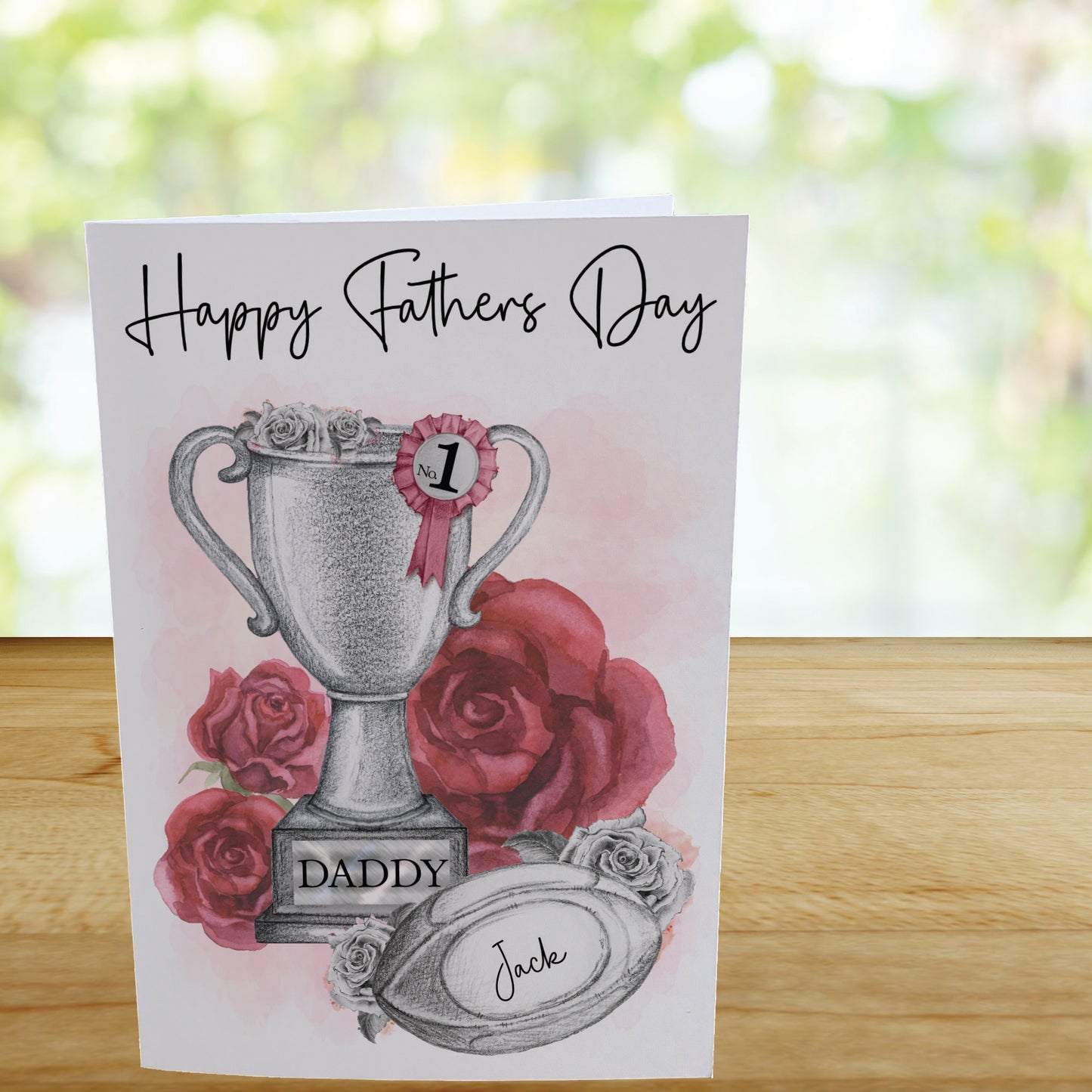 Personalised Fathers Day Card For English Rugby Fan