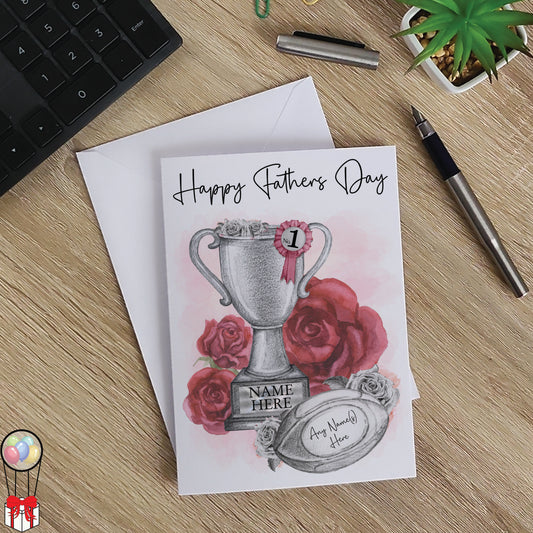 Personalised Fathers Day Card For English Rugby Fan