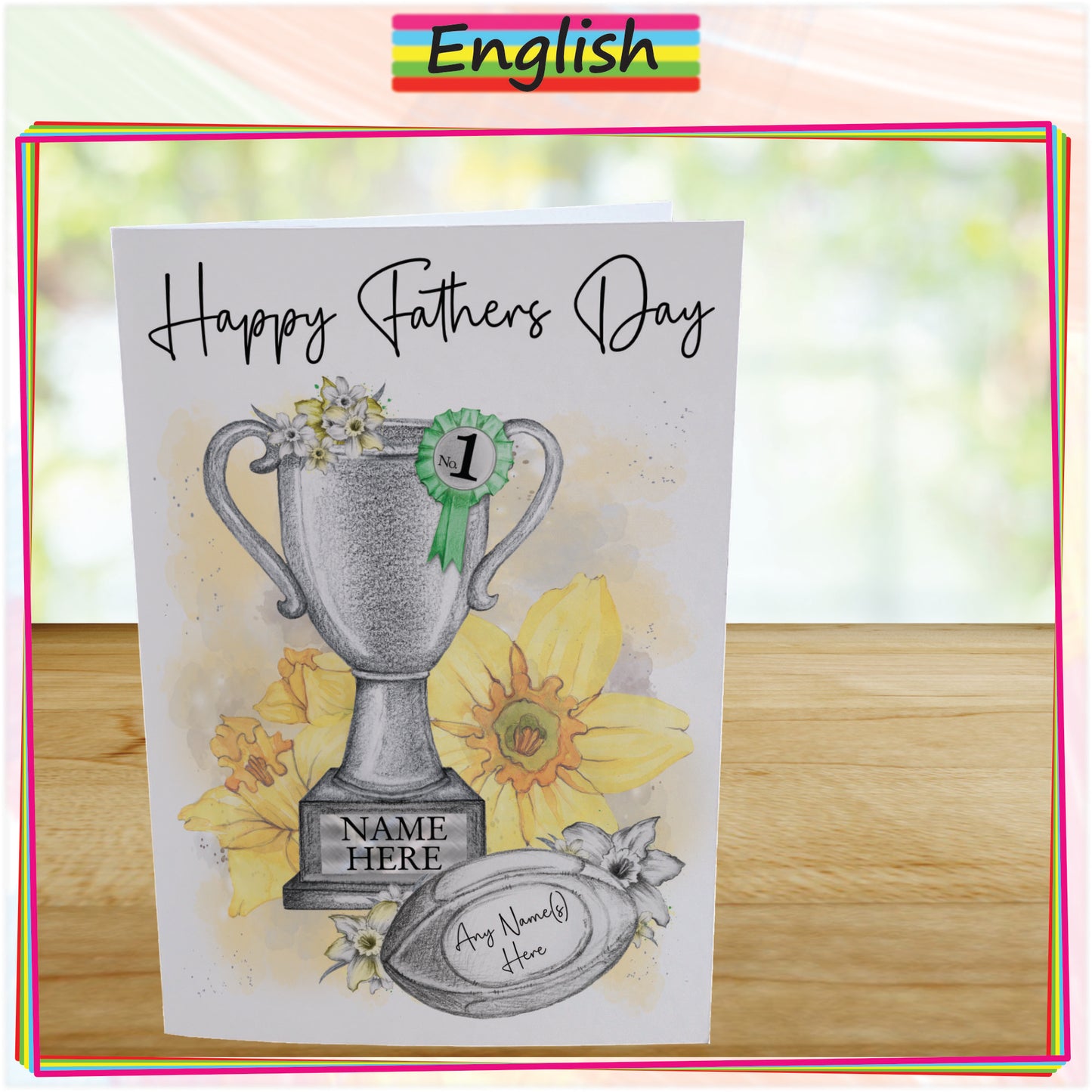 Personalised Fathers Day Card For Welsh Rugby Fan - Wales Rugby Trophy Card