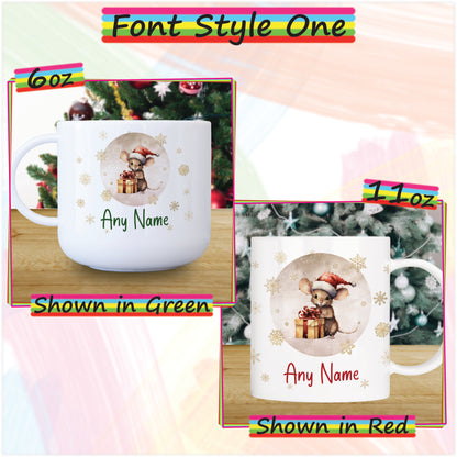 Mouse with Gifts Personalised Unbreakable Christmas Mug for Kids - Hot Chocolate Mug with Name