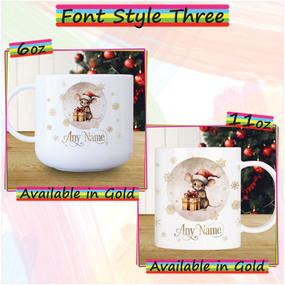 Mouse with Gifts Personalised Unbreakable Christmas Mug for Kids - Hot Chocolate Mug with Name