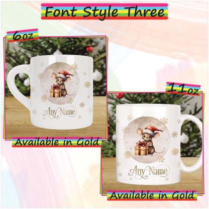 Cute Mouse Personalised Christmas Mug for Kids - Hot Chocolate Mug with Name