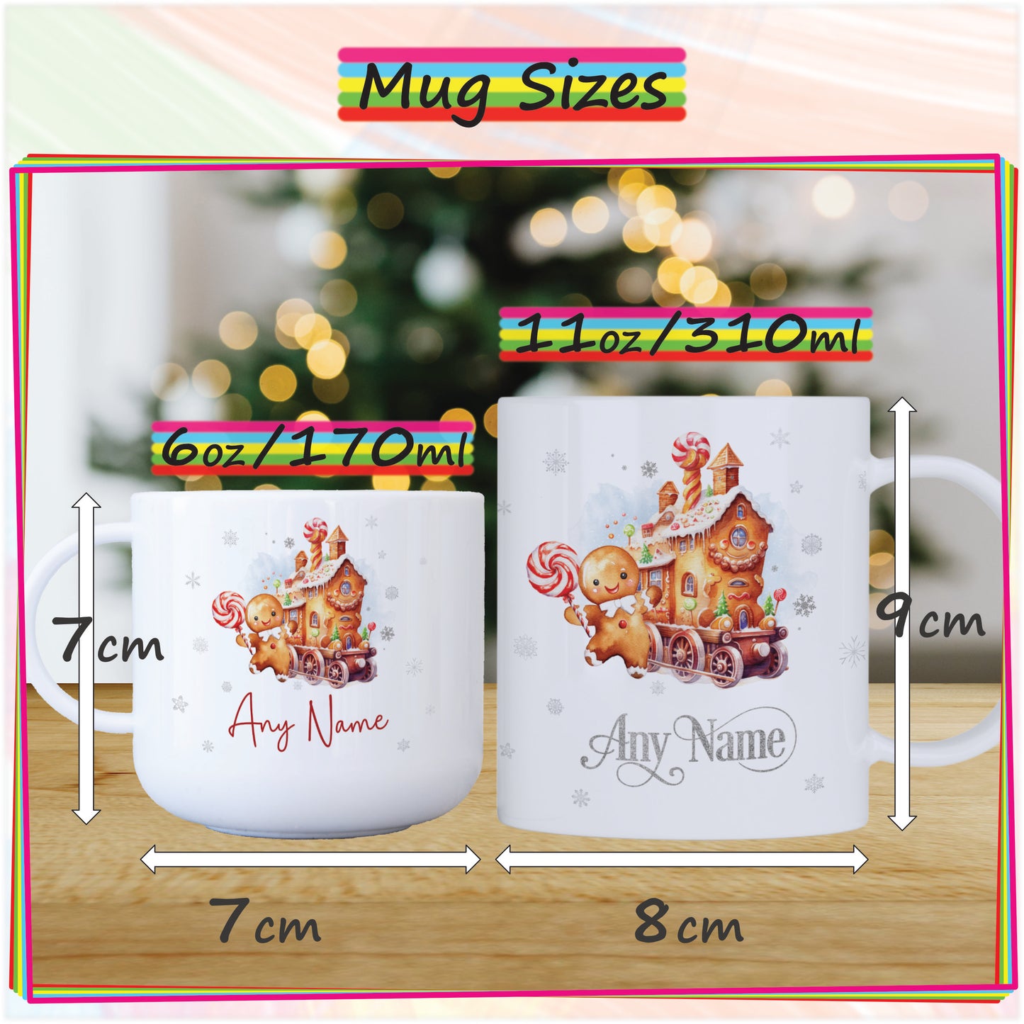 Gingerbread Train Unbreakable Personalised Kids Christmas Mug - Hot Chocolate Mug with Name