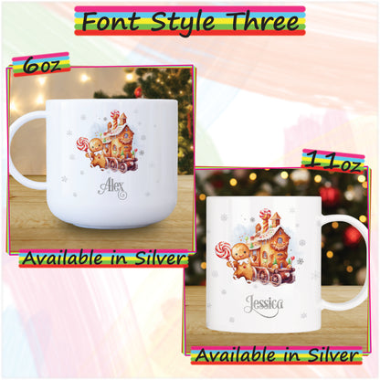 Gingerbread Train Unbreakable Personalised Kids Christmas Mug - Hot Chocolate Mug with Name