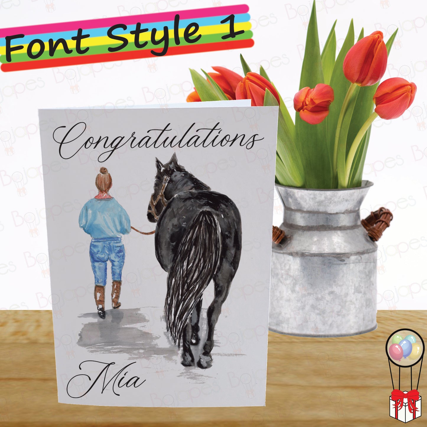 Black Horse Card - Personalised Greeting Card for Pony Lover