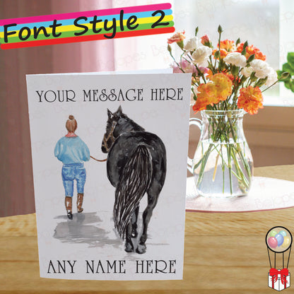 Black Horse Card - Personalised Greeting Card for Pony Lover