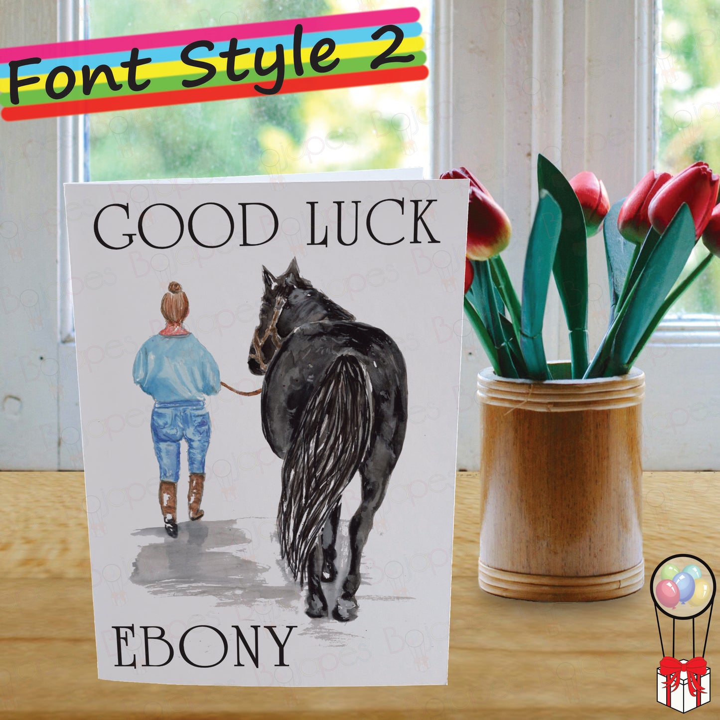 Black Horse Card - Personalised Greeting Card for Pony Lover