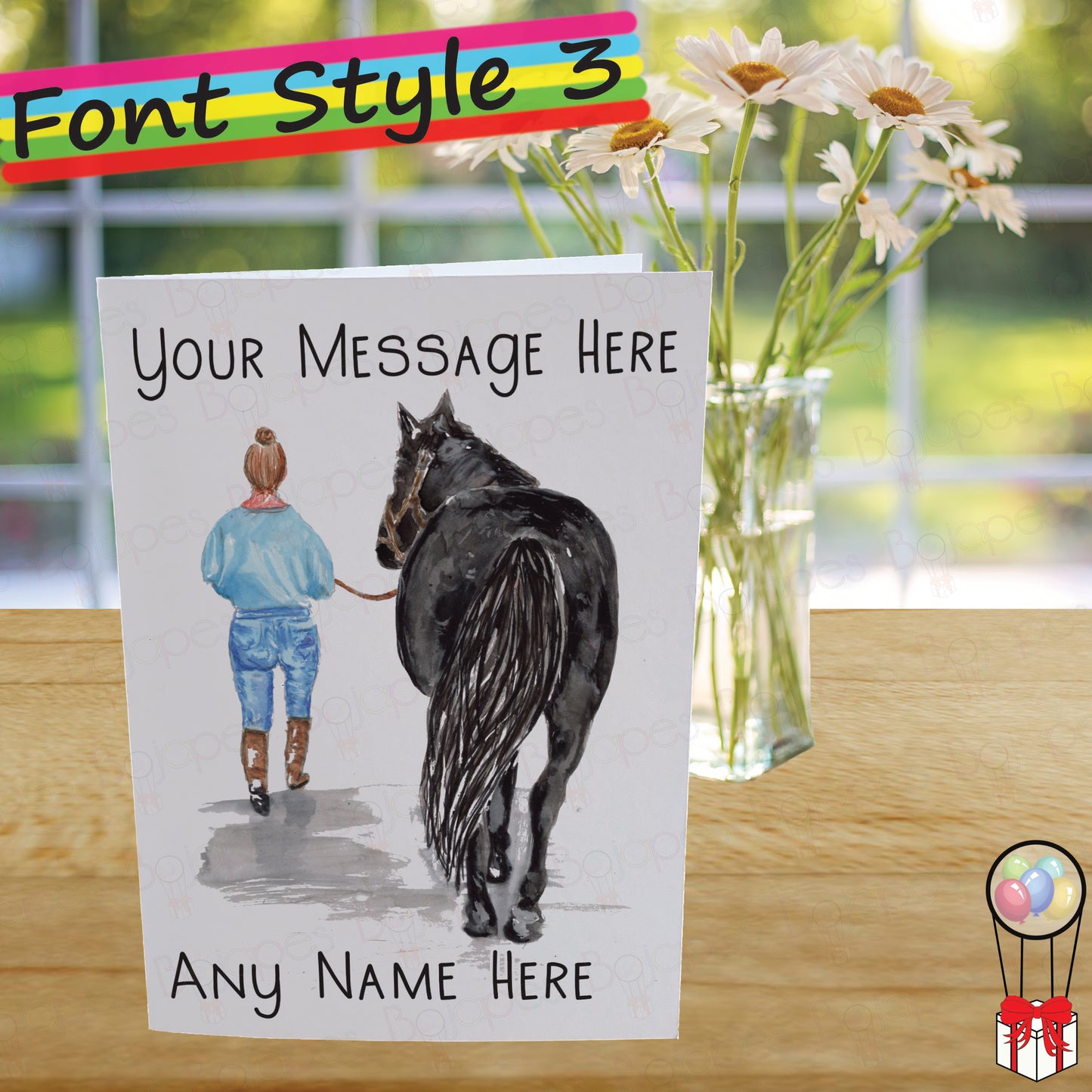 Black Horse Card - Personalised Greeting Card for Pony Lover