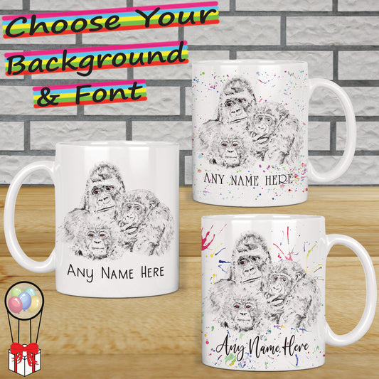 Gorilla Family Mug - Gorilla Family Mug Gift for Wild Animal Lover