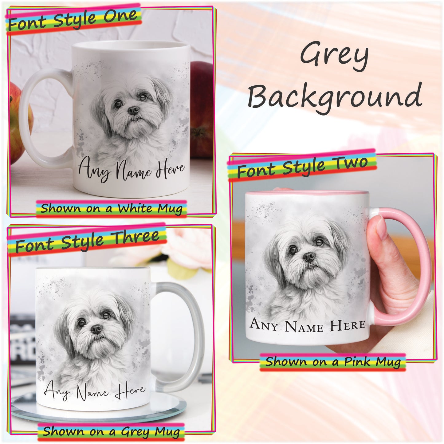 Personalised Sketched Shih Tzu 11oz Ceramic Mug & Coaster Set