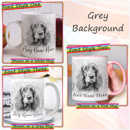 Personalised Sketched Cocker Spaniel 11oz Ceramic Mug & Coaster Set