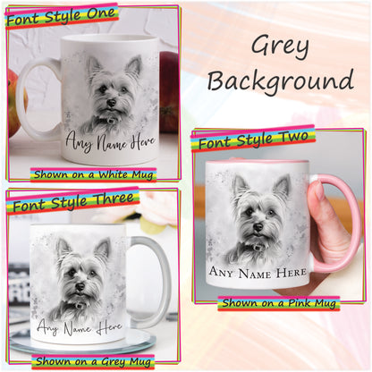 Personalised Sketched Yorkshire Terrier 11oz Ceramic Mug & Coaster Set