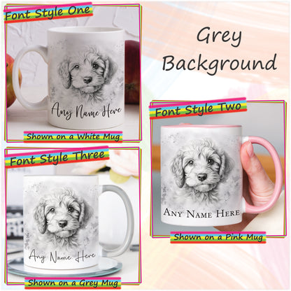 Personalised Sketched Cockapoo 11oz Ceramic Mug & Coaster Set