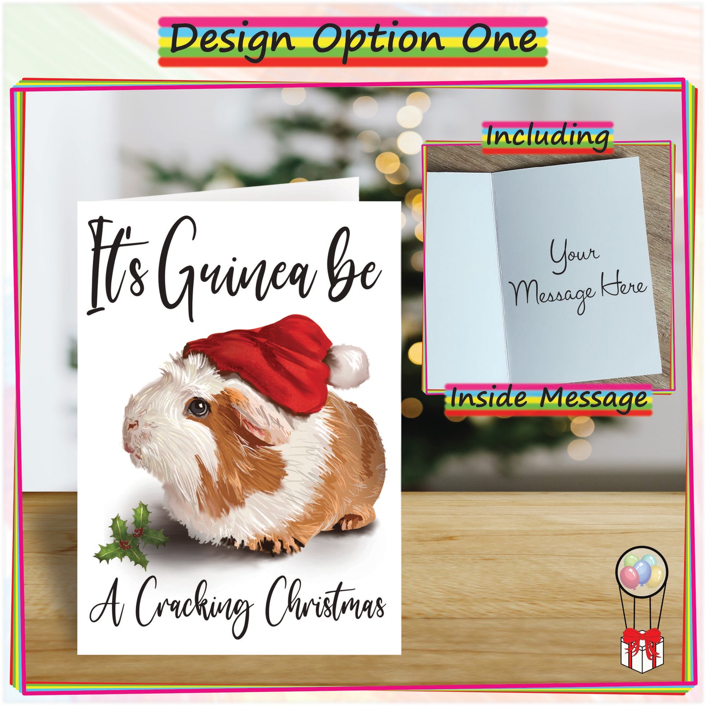 Personalised Guinea Pig Christmas Card - Seasonal Greetings Card for Animal Lovers