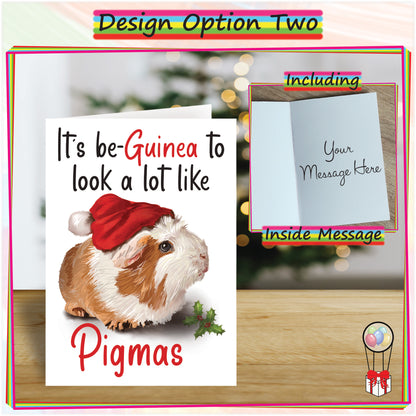 Personalised Guinea Pig Christmas Card - Seasonal Greetings Card for Animal Lovers