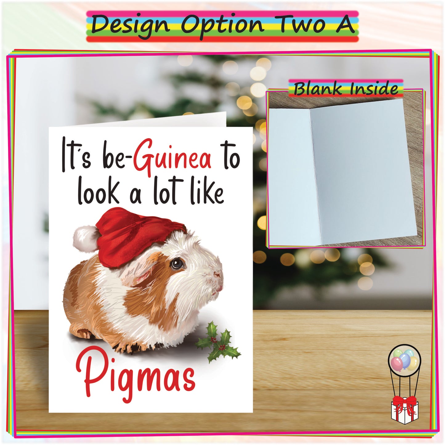 Personalised Guinea Pig Christmas Card - Seasonal Greetings Card for Animal Lovers