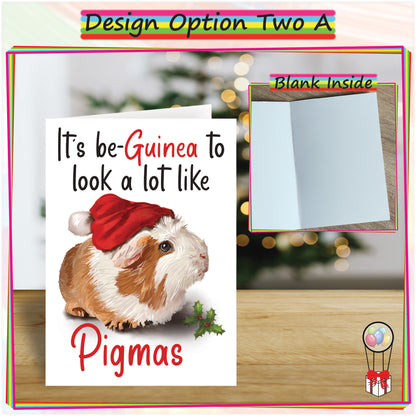 Personalised Guinea Pig Christmas Card - Seasonal Greetings Card for Animal Lovers