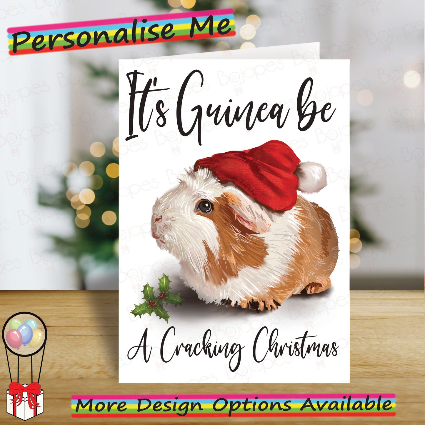 Personalised Guinea Pig Christmas Card - Seasonal Greetings Card for Animal Lovers