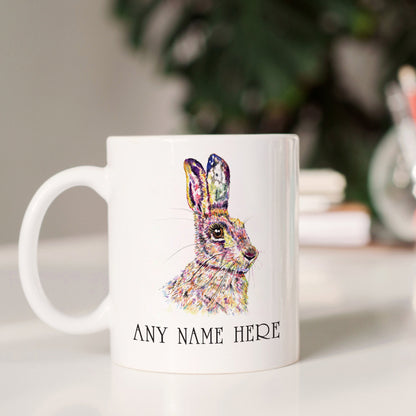 Personalised Hare Mug - Wild Rabbit Mug for Animal Lover