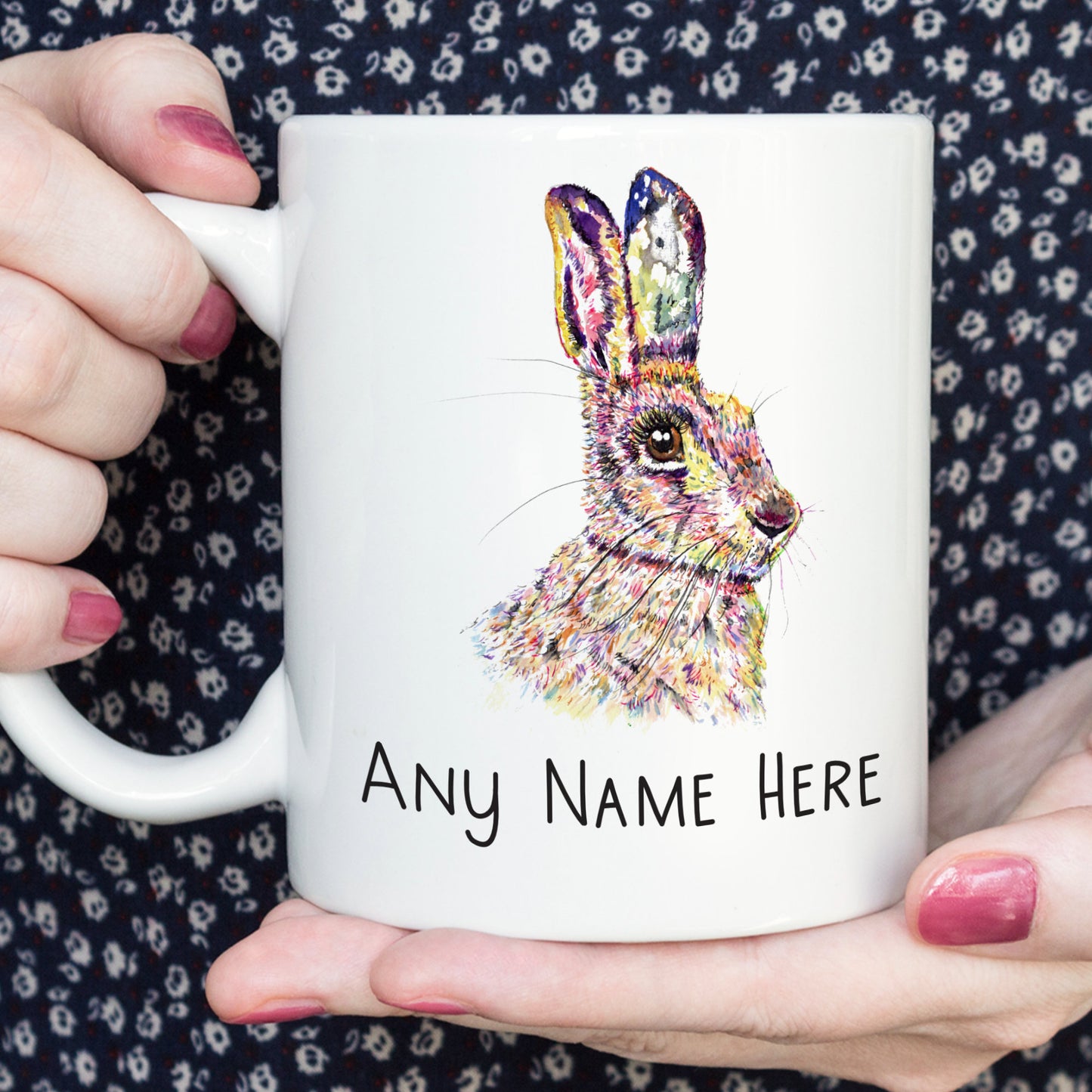 Personalised Hare Mug - Wild Rabbit Mug for Animal Lover