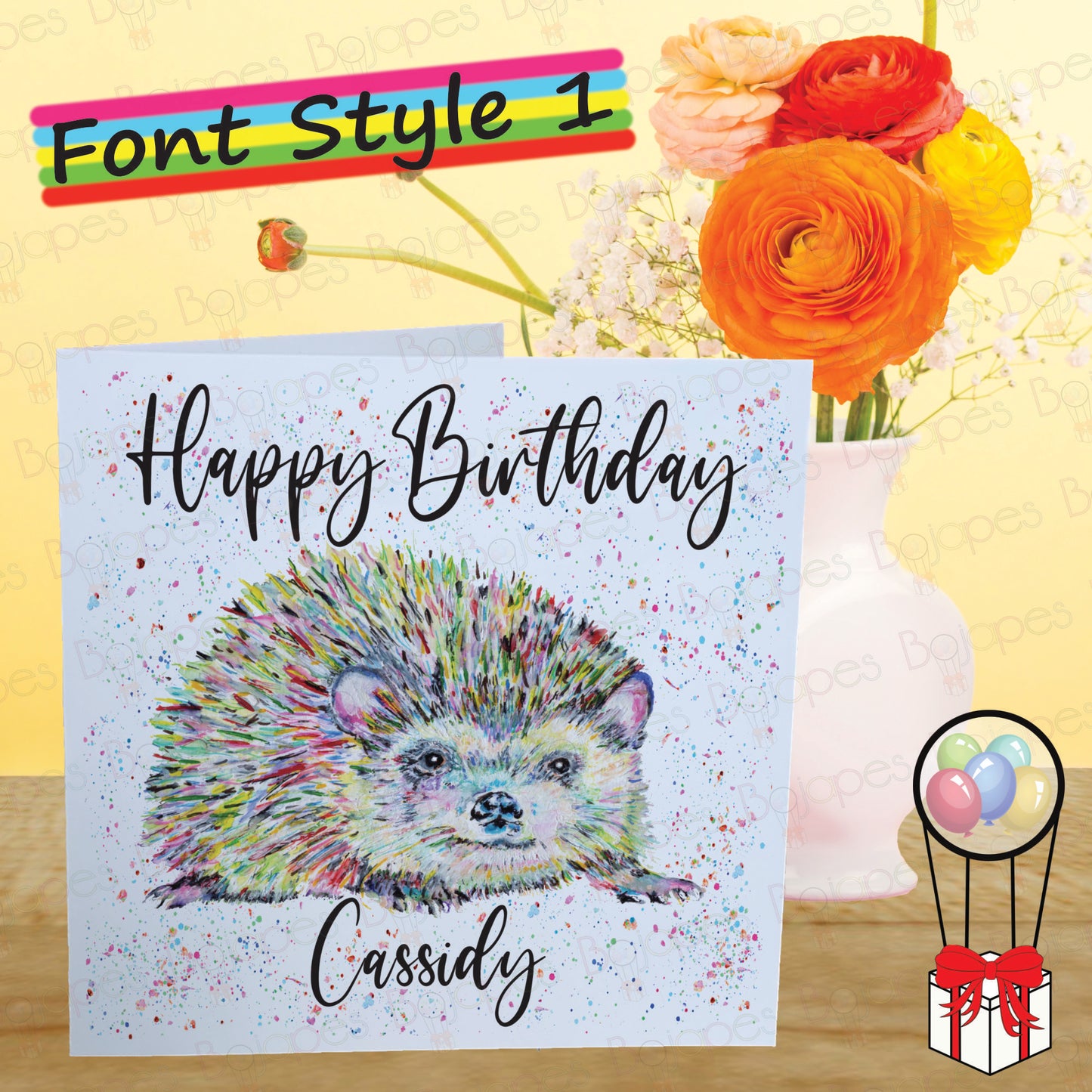 Hedgehog Card - Personalised Greeting Card for Wildlife Lover