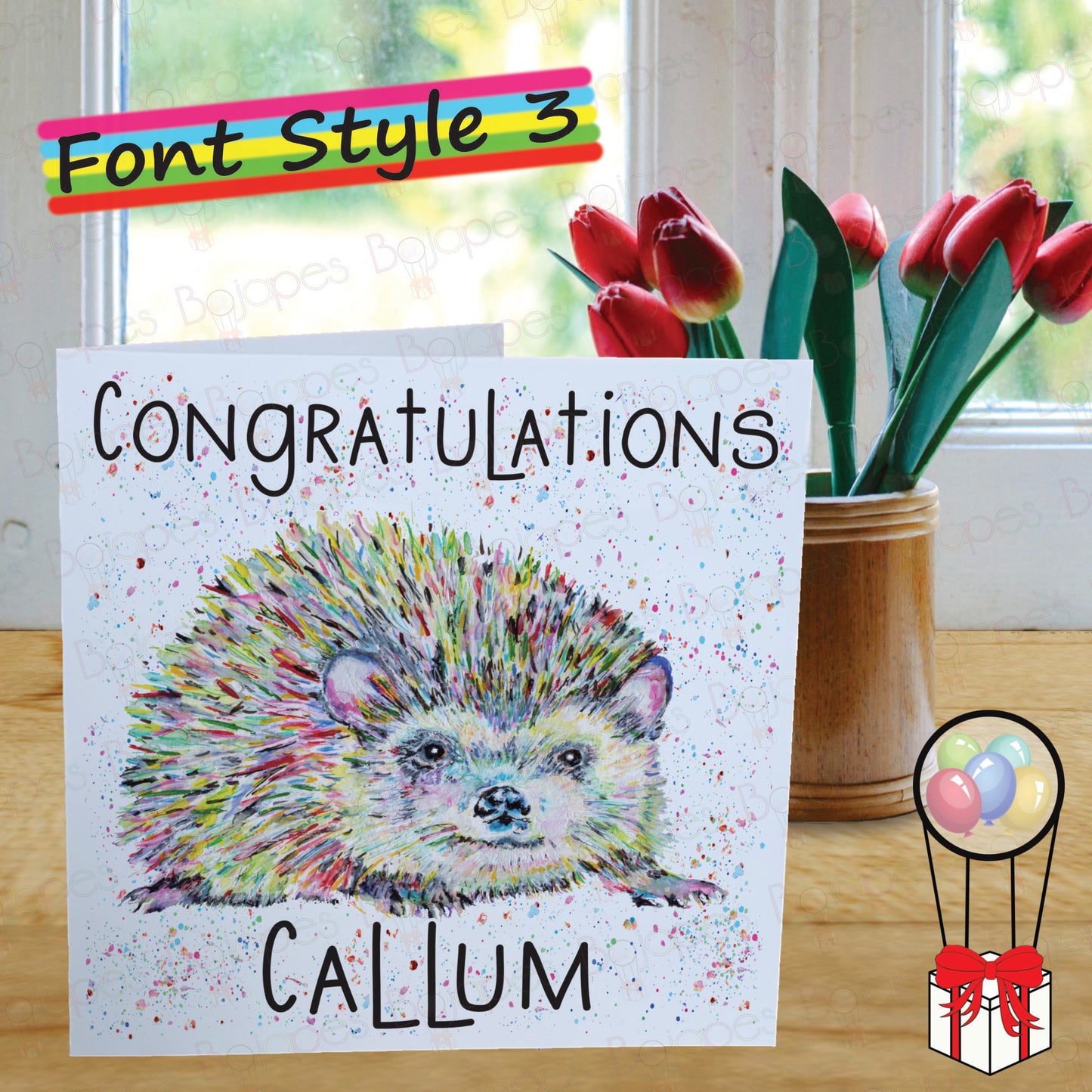 Hedgehog Card - Personalised Greeting Card for Wildlife Lover