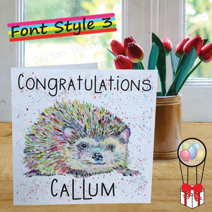 Hedgehog Card - Personalised Greeting Card for Wildlife Lover