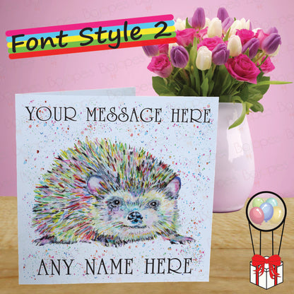 Hedgehog Card - Personalised Greeting Card for Wildlife Lover