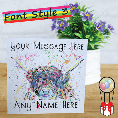 Highland Cow Card - Personalised Greeting Card for Scottish Highland Coo Lover