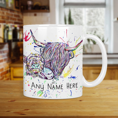 Highland Cow & Calf Mug - Scottish Coo Mug Gift for Animal Lover