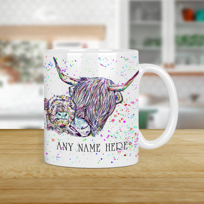 Highland Cow & Calf Mug - Scottish Coo Mug Gift for Animal Lover