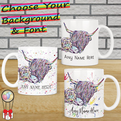 Highland Cow & Calf Mug - Scottish Coo Mug Gift for Animal Lover