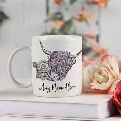 Highland Cow & Calf Mug - Scottish Coo Mug Gift for Animal Lover