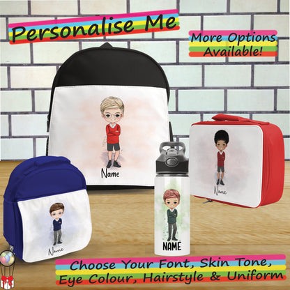 Personalised School Boy Bottle, Backpack and Lunch Bag Bundle